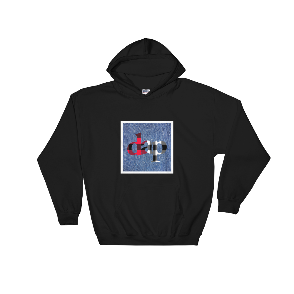 dap denim flannel box hoodie (black)